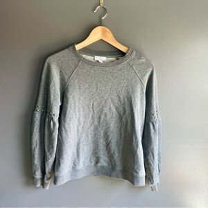 Current Air Anthropology Gray Crew Neck Balloon Studded Sleeve Sweatshirt XS